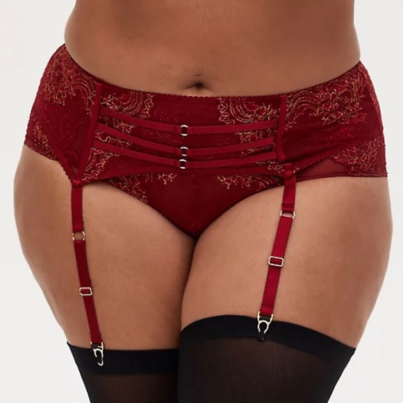 Torrid Women’s Plus Size Red Mesh Lace Bralette & Garter Set Size 1X - Picture 7 of 16